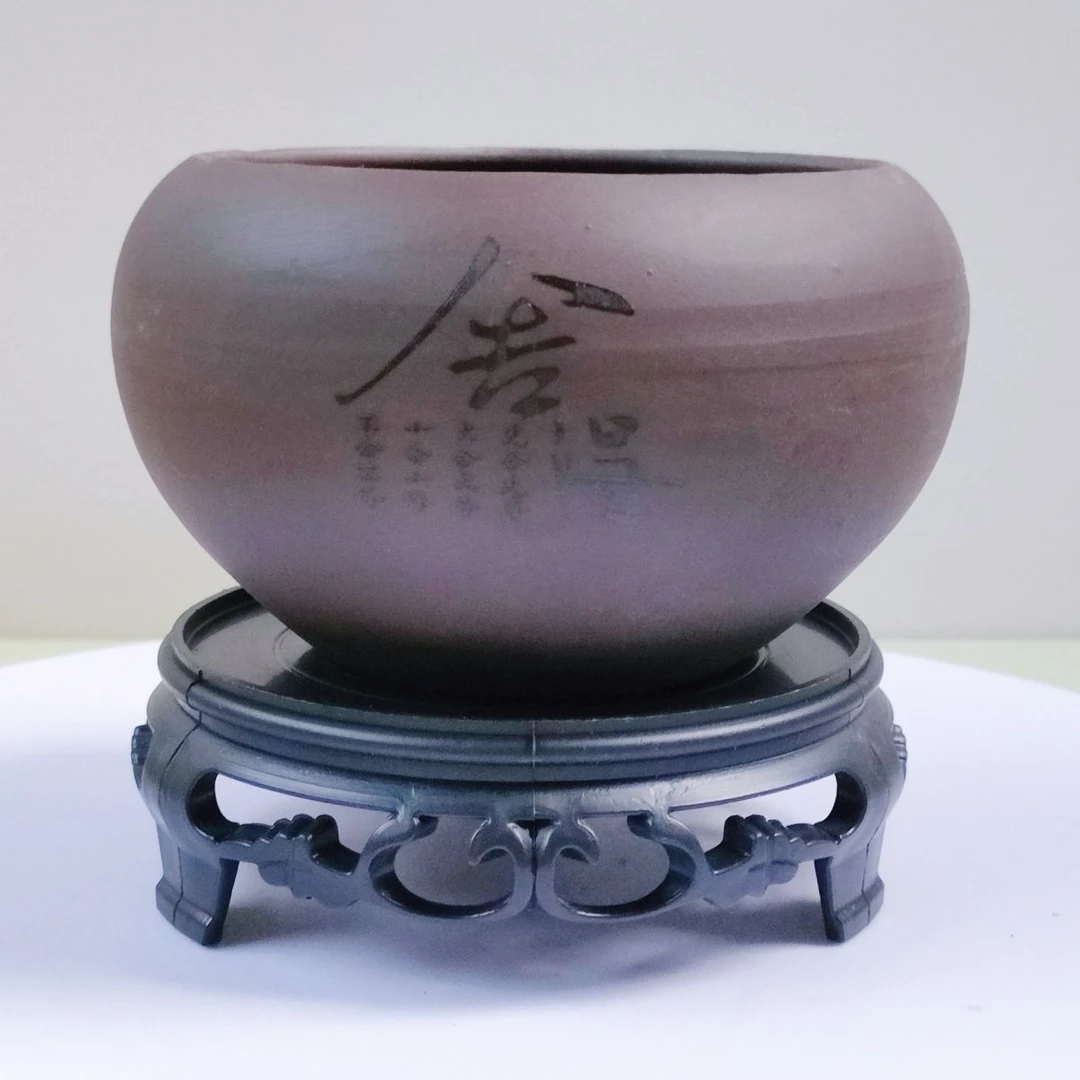 紫砂小花盆舍得创意盆景微景观多肉小文竹绿植物土培带孔底座桌面