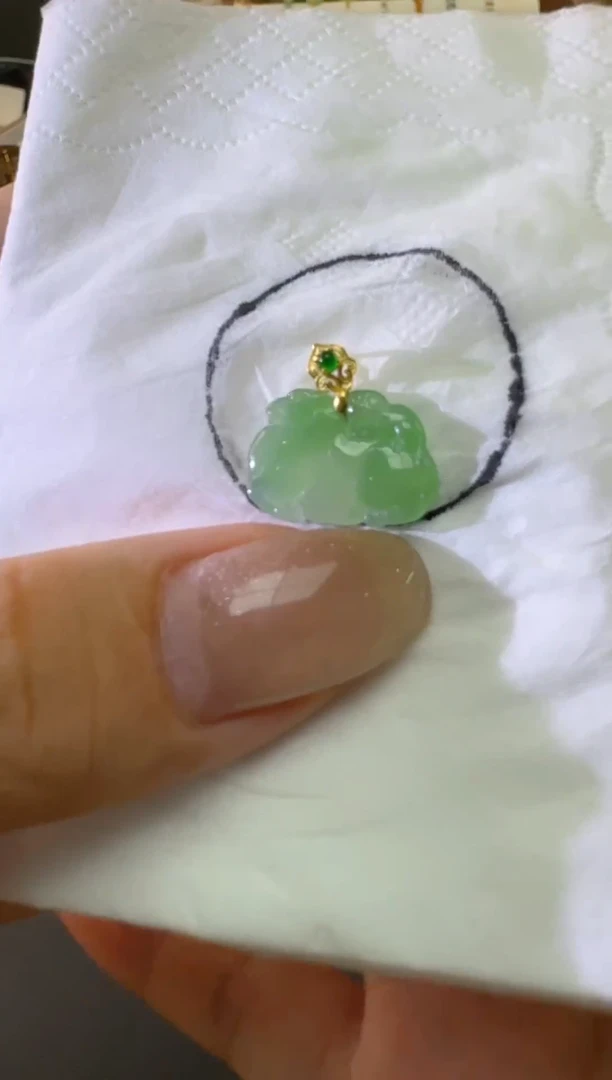 【闪购商品】翡翠颈饰18K金镶嵌唐马吊坠