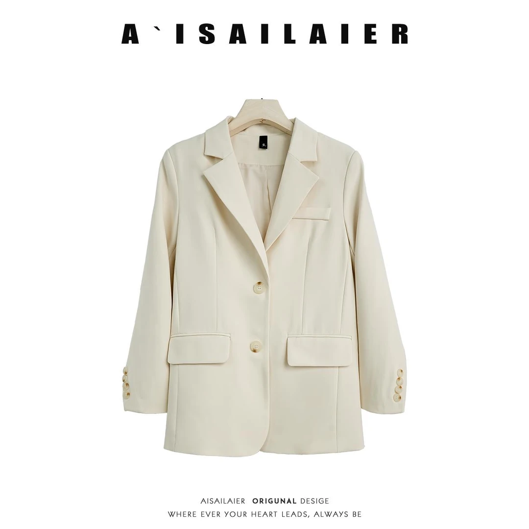 【雅典】设计感白色西装外套女2025年夏季高级感宽松休闲小个子西服