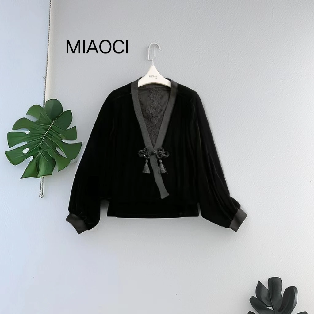 【MIAOCI】806新中式时尚盘扣丝绒开衫外套
