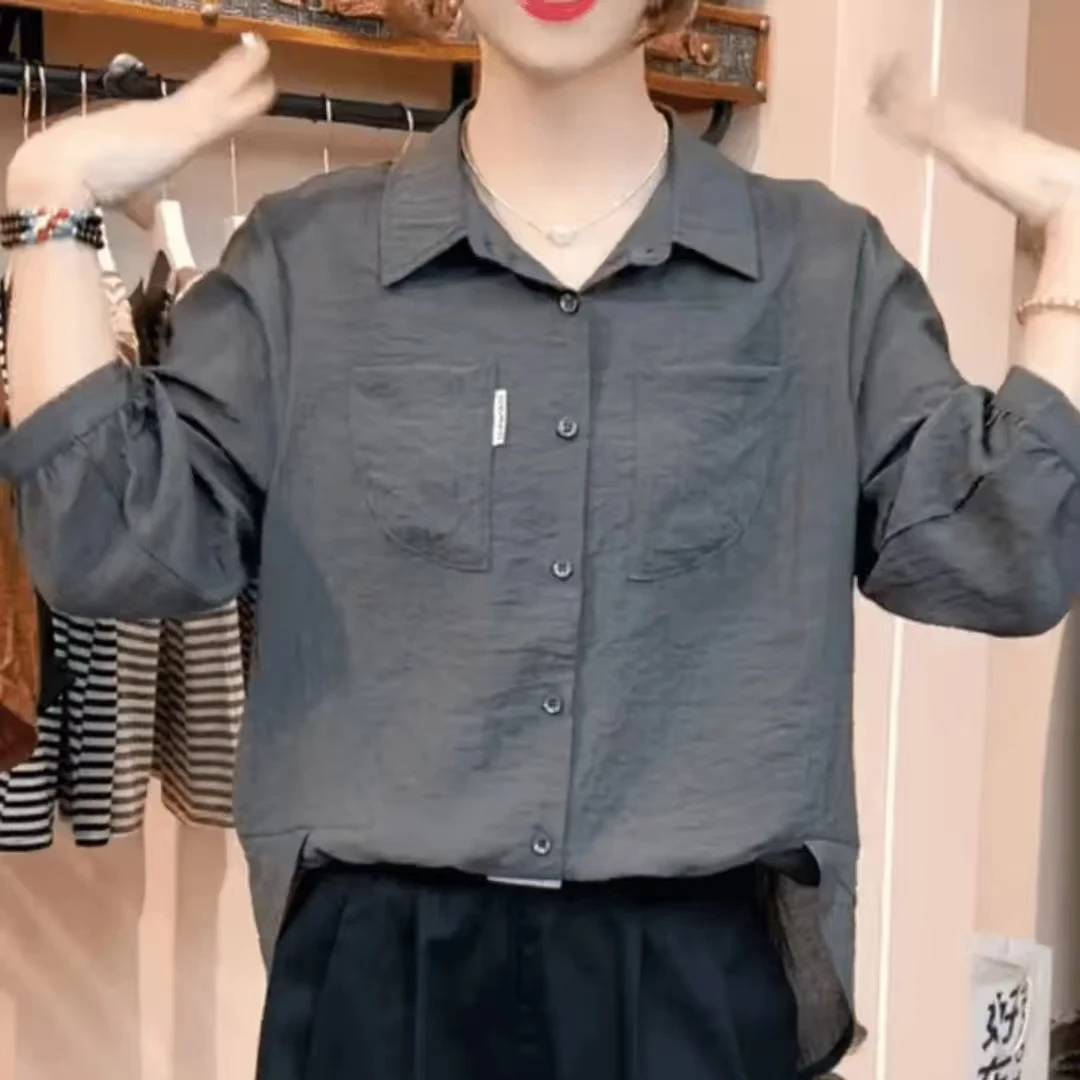 妈妈装衬衫女时尚休闲显瘦上衣夏季新品百搭中袖宽松显瘦薄款衬衣