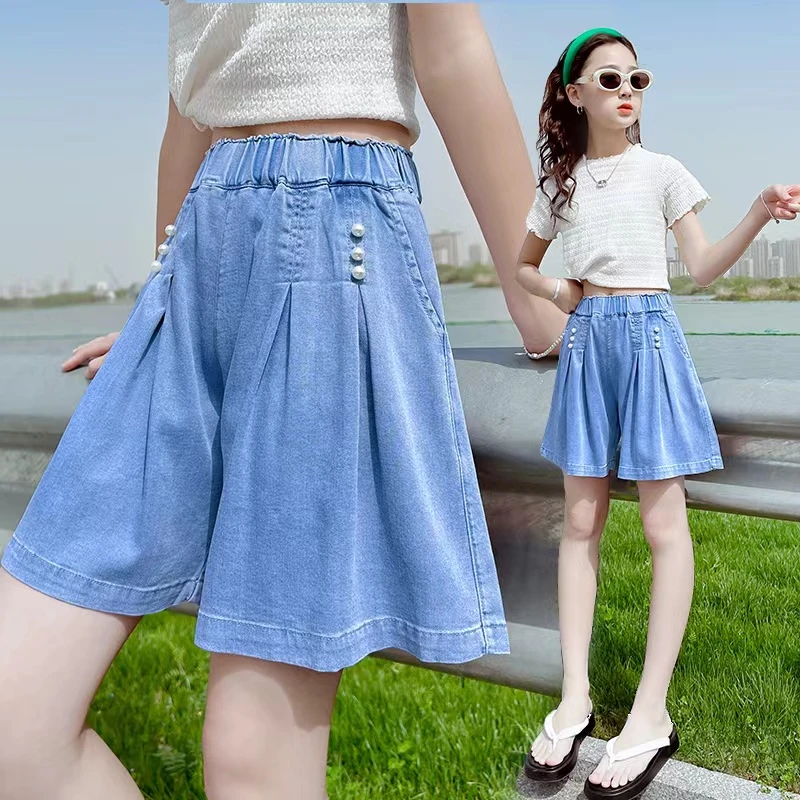 女童夏季短裤时髦新款儿童天丝牛仔短裤中大童百撘裤裙时尚洋气潮