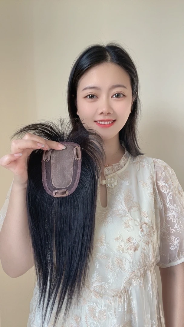 【8*12】手织女士补发片真发假发一片式假发片发根隐形透气补发片