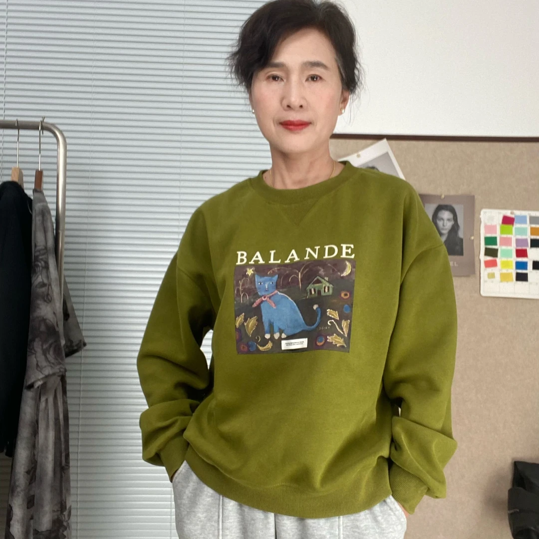 2024春季时尚印花卫衣休闲韩版宽松显白