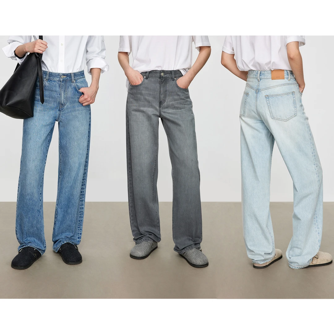 CHICJOC专柜意大利全棉牛仔 经典萬年款时髦百搭显瘦高直筒牛仔裤