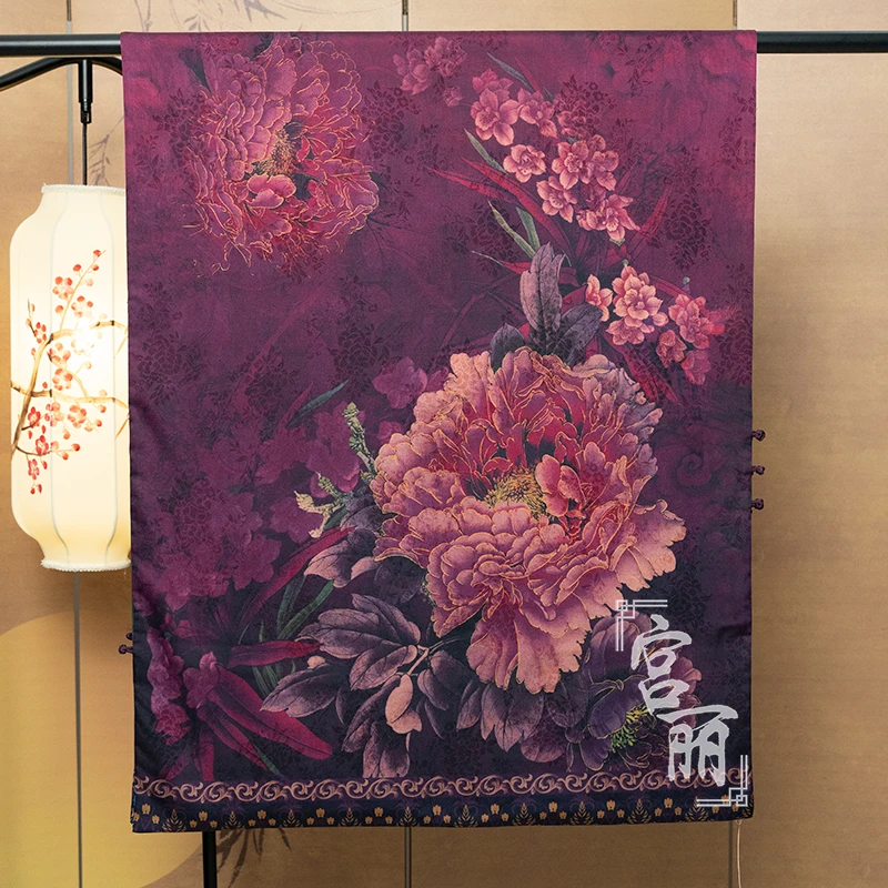 【花开富贵】宫丽68x180香云花椤双层盘扣中国风暗提花长巾高端中式