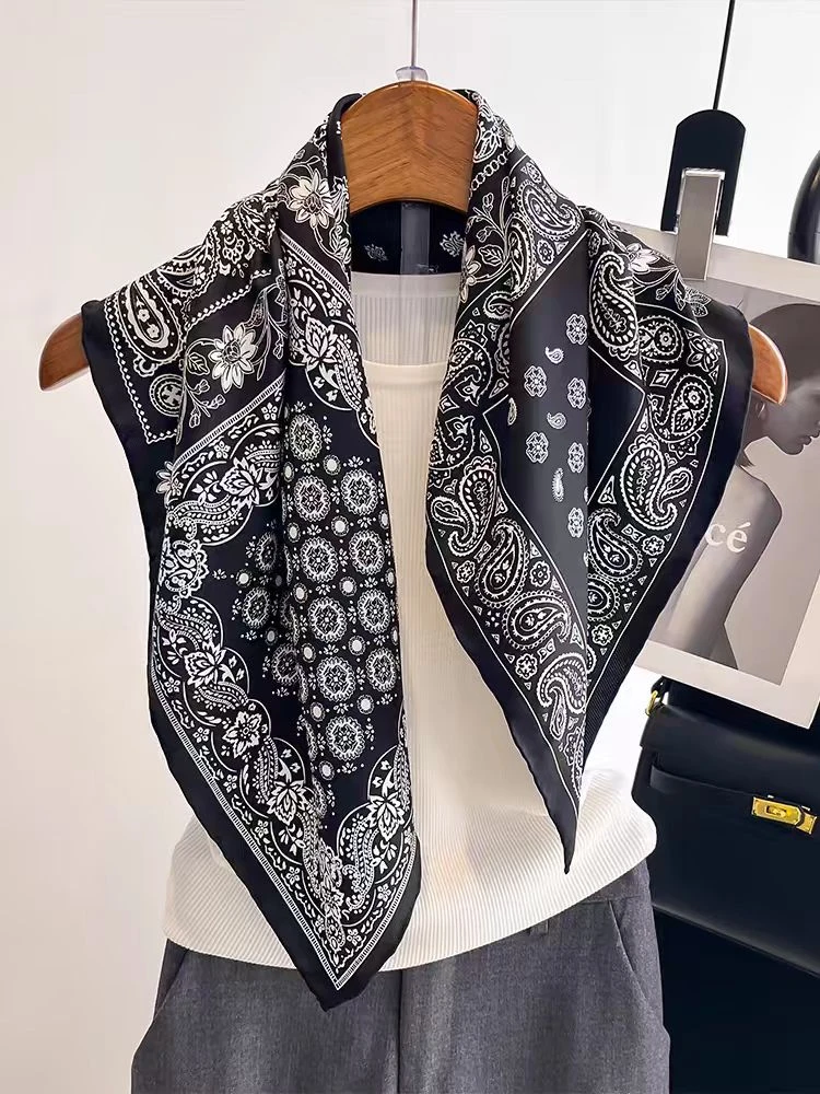 【四格腰果】宫丽68x68cm6A纯100桑蚕丝素绉缎时尚百搭方巾