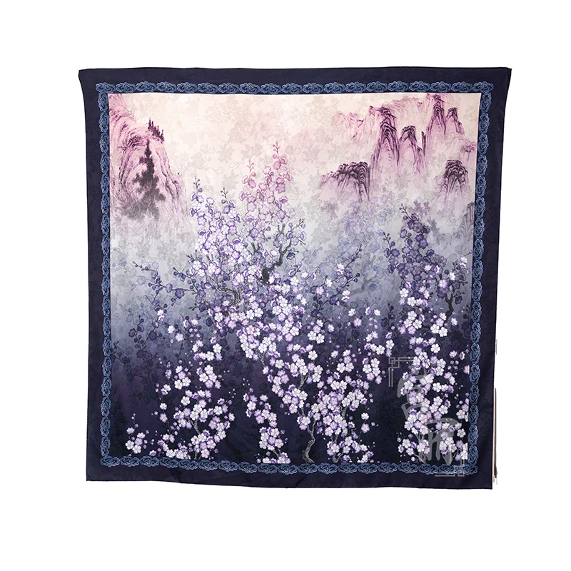 【踏雪寻梅】宫丽110x110cm香云花椤中国风暗提花方巾重磅双面百搭