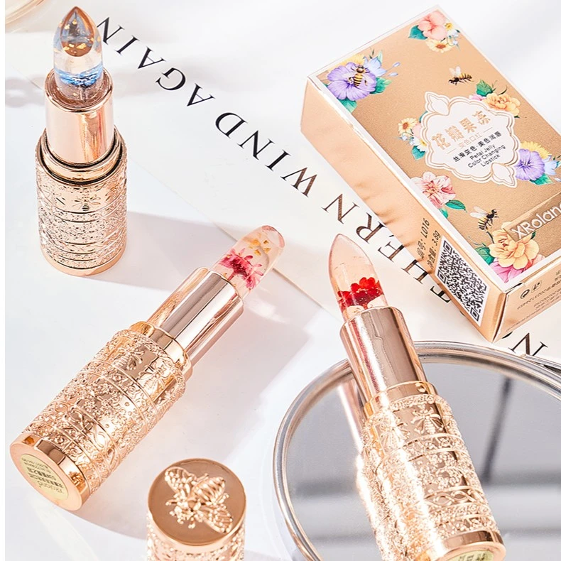 花瓣果冻变色口红温变不易掉保湿