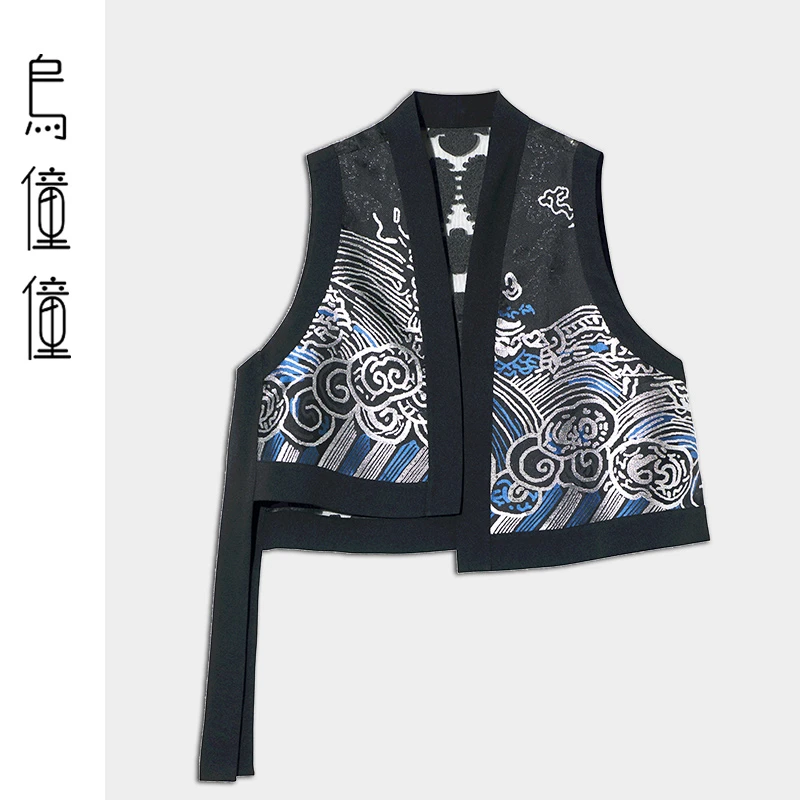 乌僮僮U243Y001新中式提花马甲复古时尚休闲宽松百搭原创设计马夹