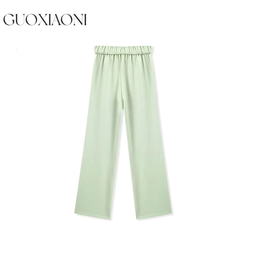 2024新款梭织亚麻垂直裤修身百搭时尚女夏秋T