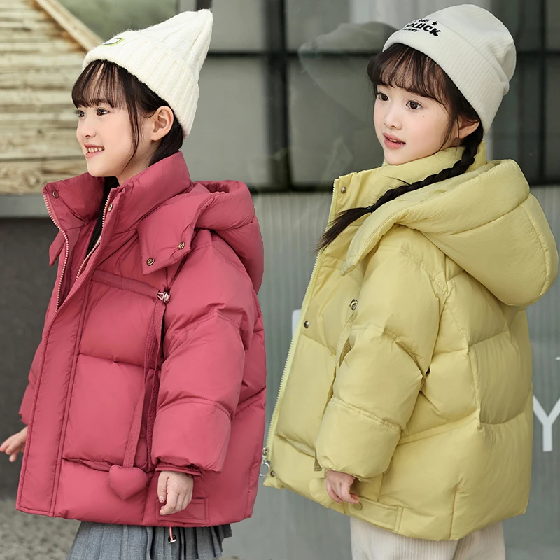 女童羽绒服2025新款中小童短款加厚正品90白鸭绒冬季洋气宝宝外套