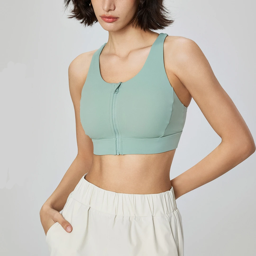 【裸感】Z-13457前拉链瑜伽背心健身训练交叉美背运动防震高强度女