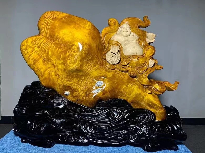 金丝楠招财进宝少见满瘤花弥勒佛客厅展品装饰乔迁开业礼品包邮