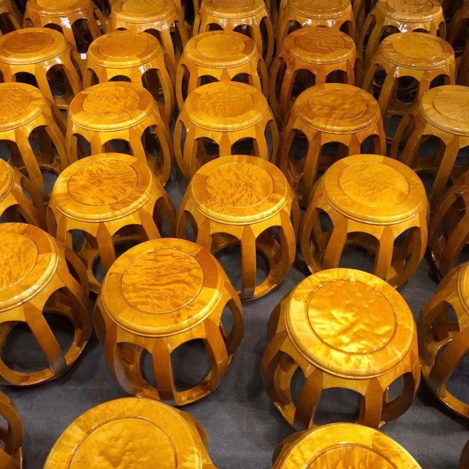 红木家具金丝楠木圆鼓凳新中式家用矮凳客厅沙发凳换鞋凳休闲凳