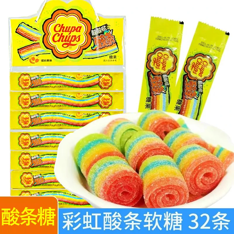 阿尔卑斯珍宝珠酸条糖果软糖酸甜果汁长条彩虹橡皮糖儿童节小零食