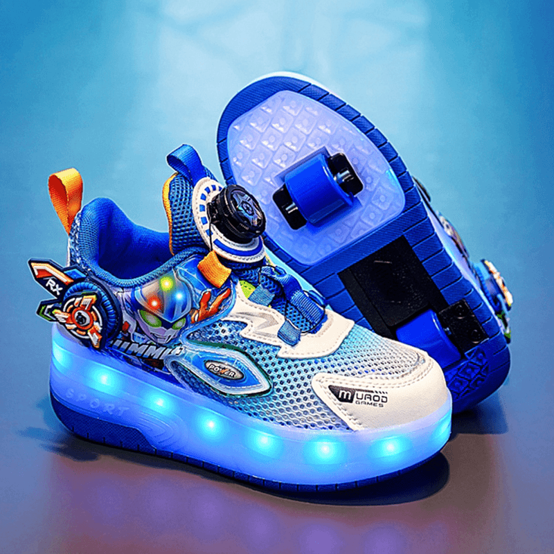 奥特曼男童夏季透气网面暴走溜冰鞋儿童鞋子运动鞋小童发光溜冰鞋