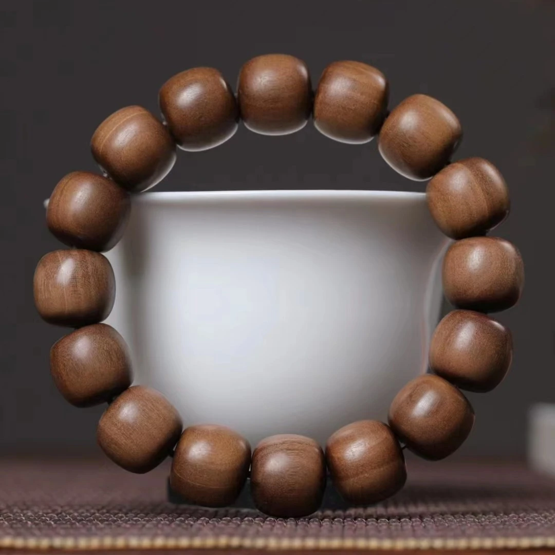 印度迈索尔老山檀香黑肉手串1.3×1.4x16颗佛珠手链老料奶香甜