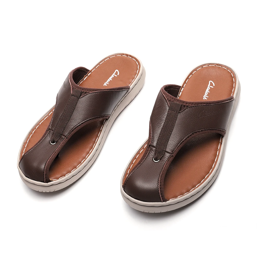 外穿拖鞋男夏季新款真皮休闲防滑人字拖夹趾拖鞋软底包头沙滩拖鞋