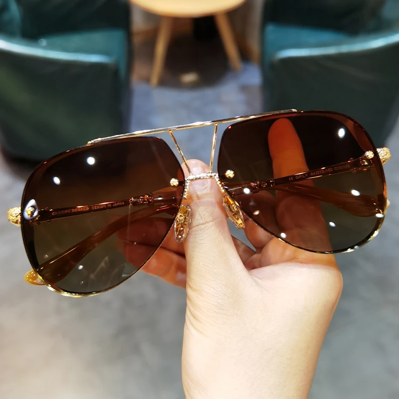 新款简丹萝心飞行员复古时尚大框太阳潮流男女加宽胖子大脸墨镜