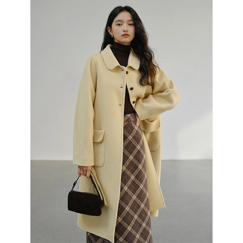 素典【芬兰雪景】驼绒羊毛大衣高级感气质中长款双面毛呢外套3019