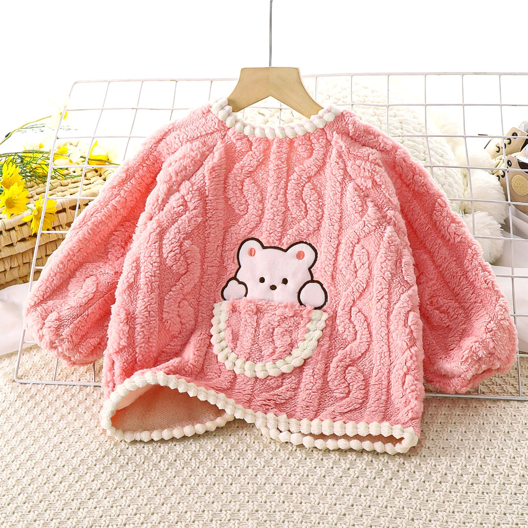 儿童秋冬季外穿上衣婴儿反穿衣加绒倒穿衣保暖罩衣罩棉袄防脏衣