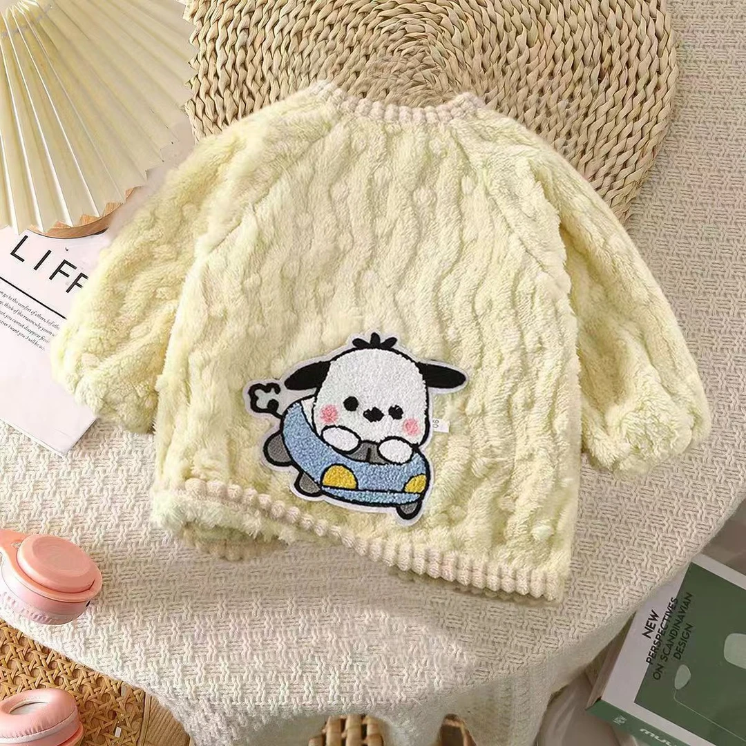 儿童外套加绒宝宝保暖外穿罩衣双面绒反穿衣秋冬季防脏衣罩棉袄