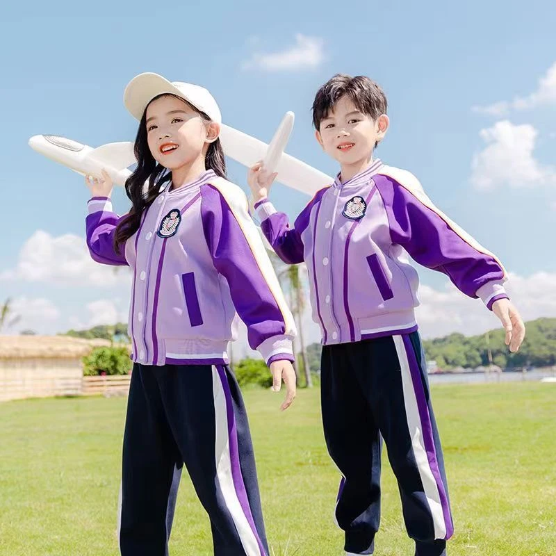 小学生校服春秋装紫色一年级儿童定制班服学院风幼儿园园服夏季