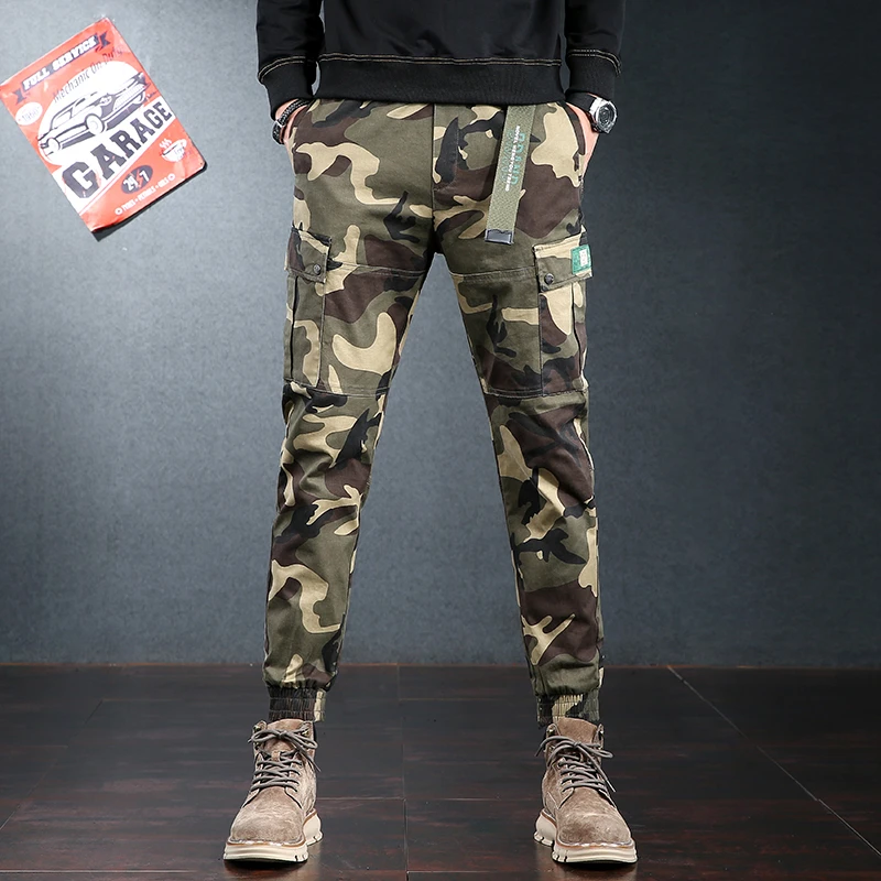 迷彩裤男秋冬2023新款宽松束脚登山户外战术裤潮牌工装休闲裤子男
