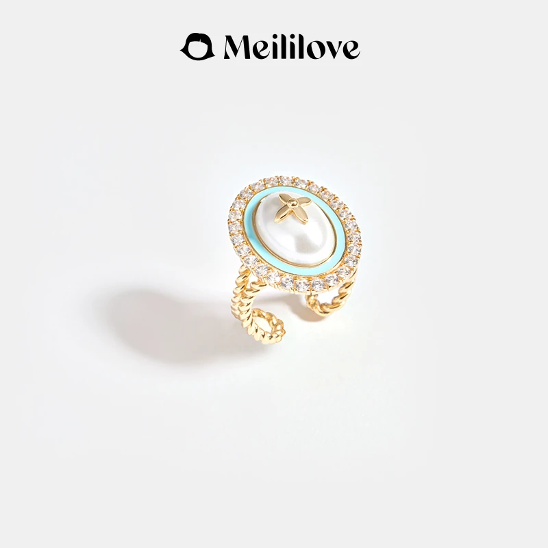 meililove/莓拉 铜合金合成锆石戒指 「慧心兰梦」-耳钉戒指 NK10