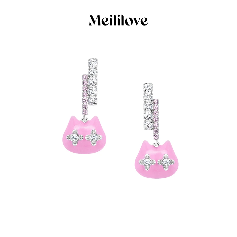 meililove/莓拉 铜合金珐琅耳饰 「樱町花猫」-耳钉 GC03