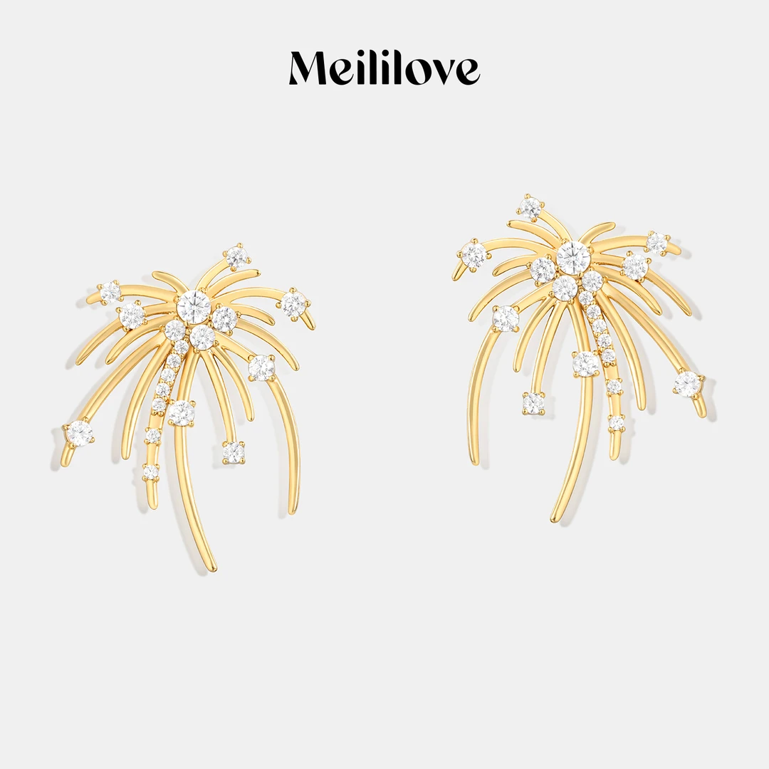 meililove/莓拉 合金耳饰 「白日焰火」造型耳钉YH01