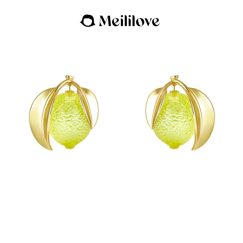 meililove/莓拉 铜合金耳饰 小众设计感金夏柠檬耳环SG34