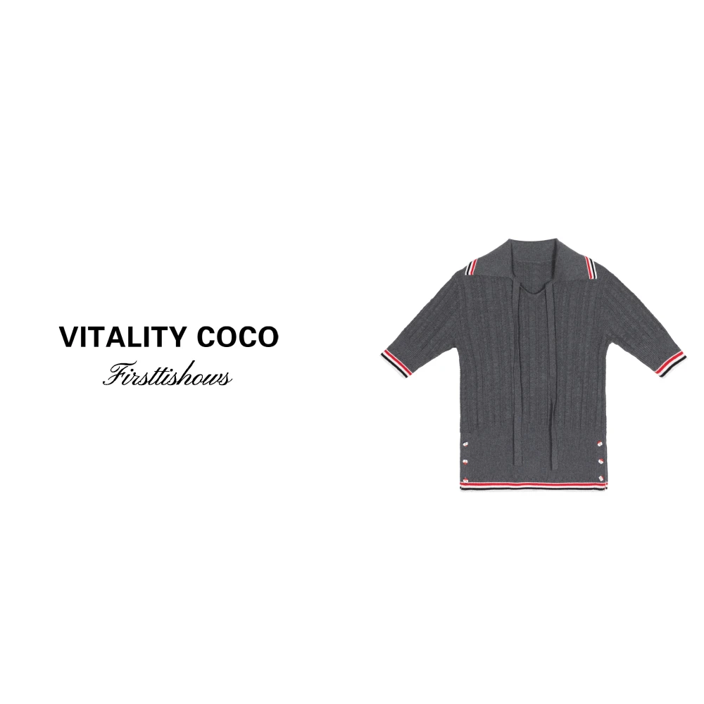 「VITALITYCOCO」TB系列新款女装时尚针织修身蝴蝶结翻领学院风1050