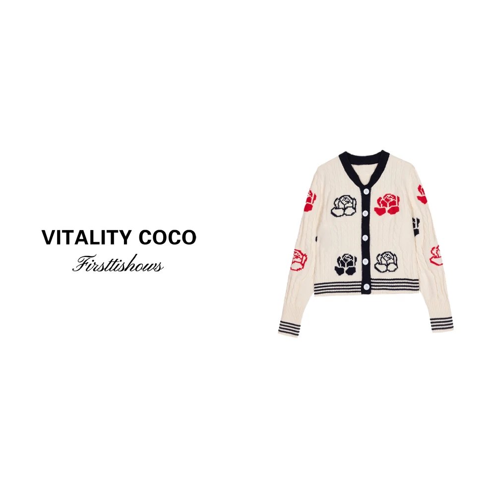 「VITALITY COCO」上新百搭秋冬毛衣百搭提花针织外套1316
