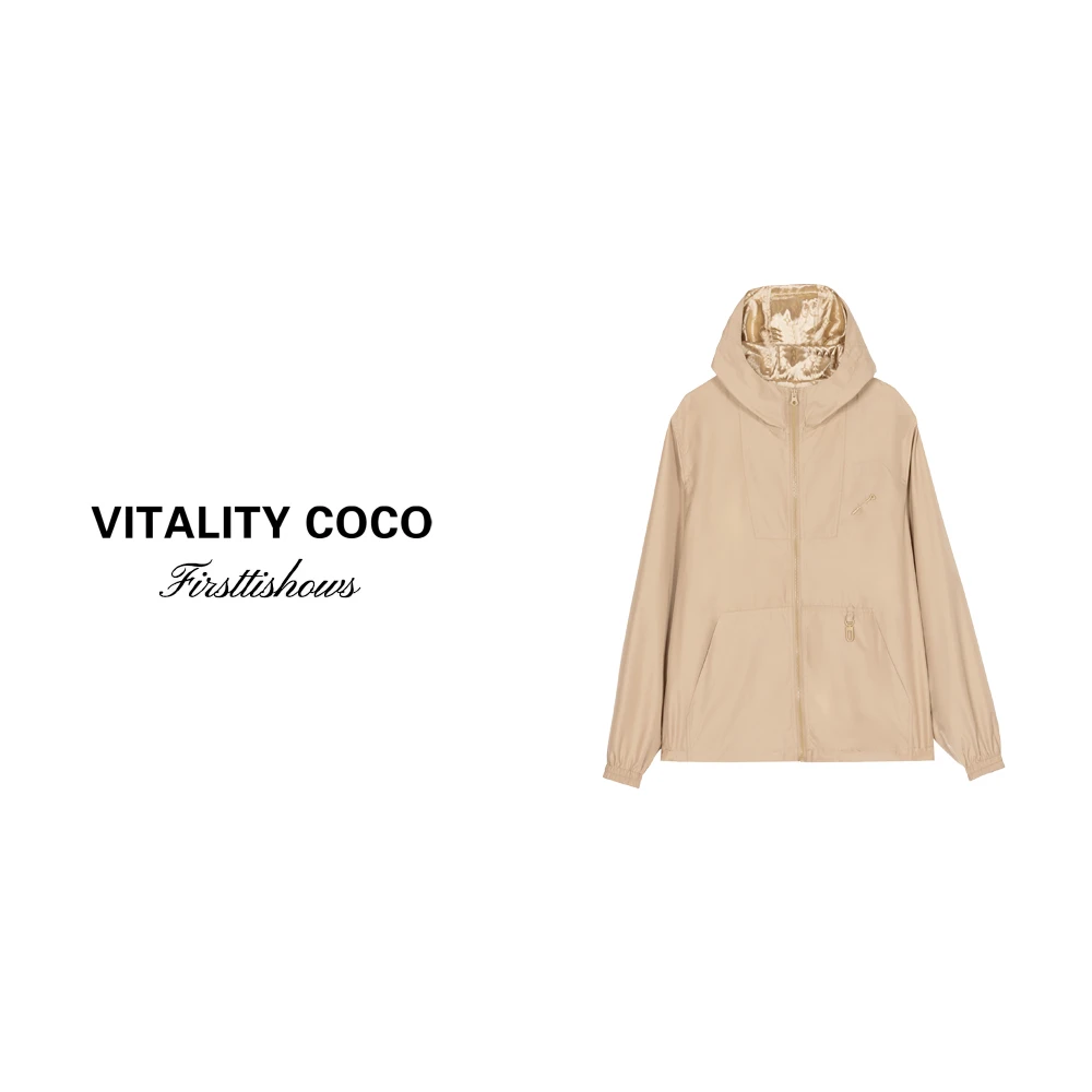 「VITALITY COCO」秋冬上新热卖两面穿连帽风衣外套-1292