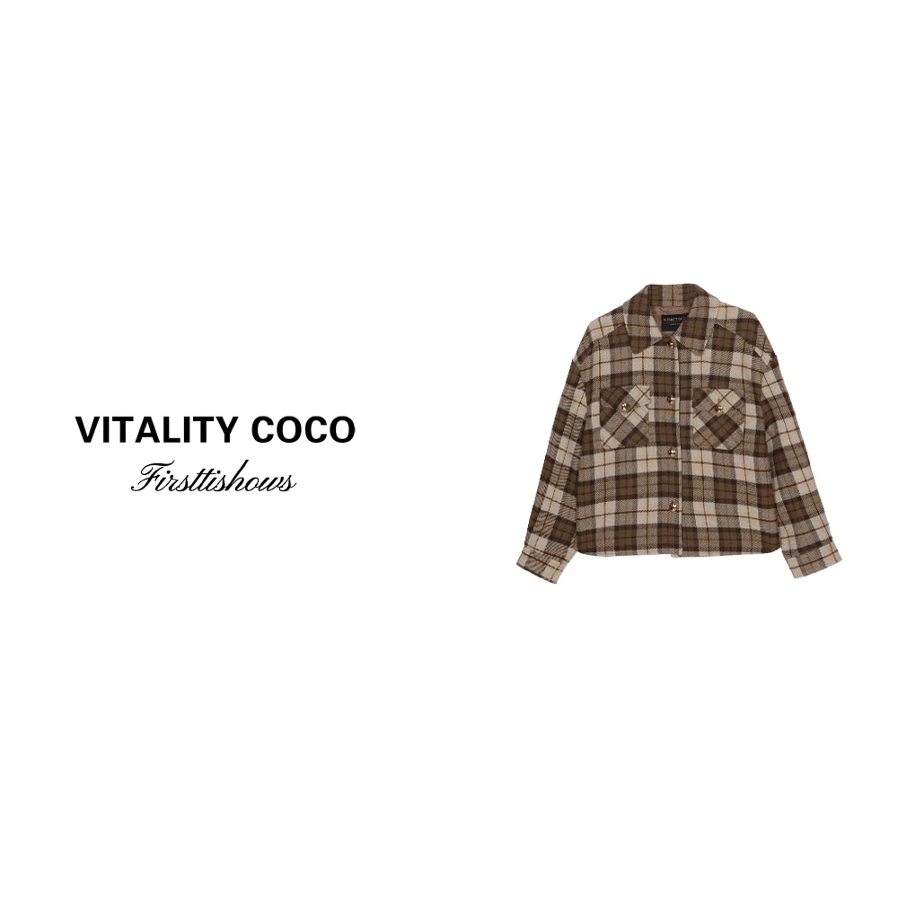 「VITALITY COCO」24冬季秋冬上新热卖菱格复古美拉德百搭外套-1346