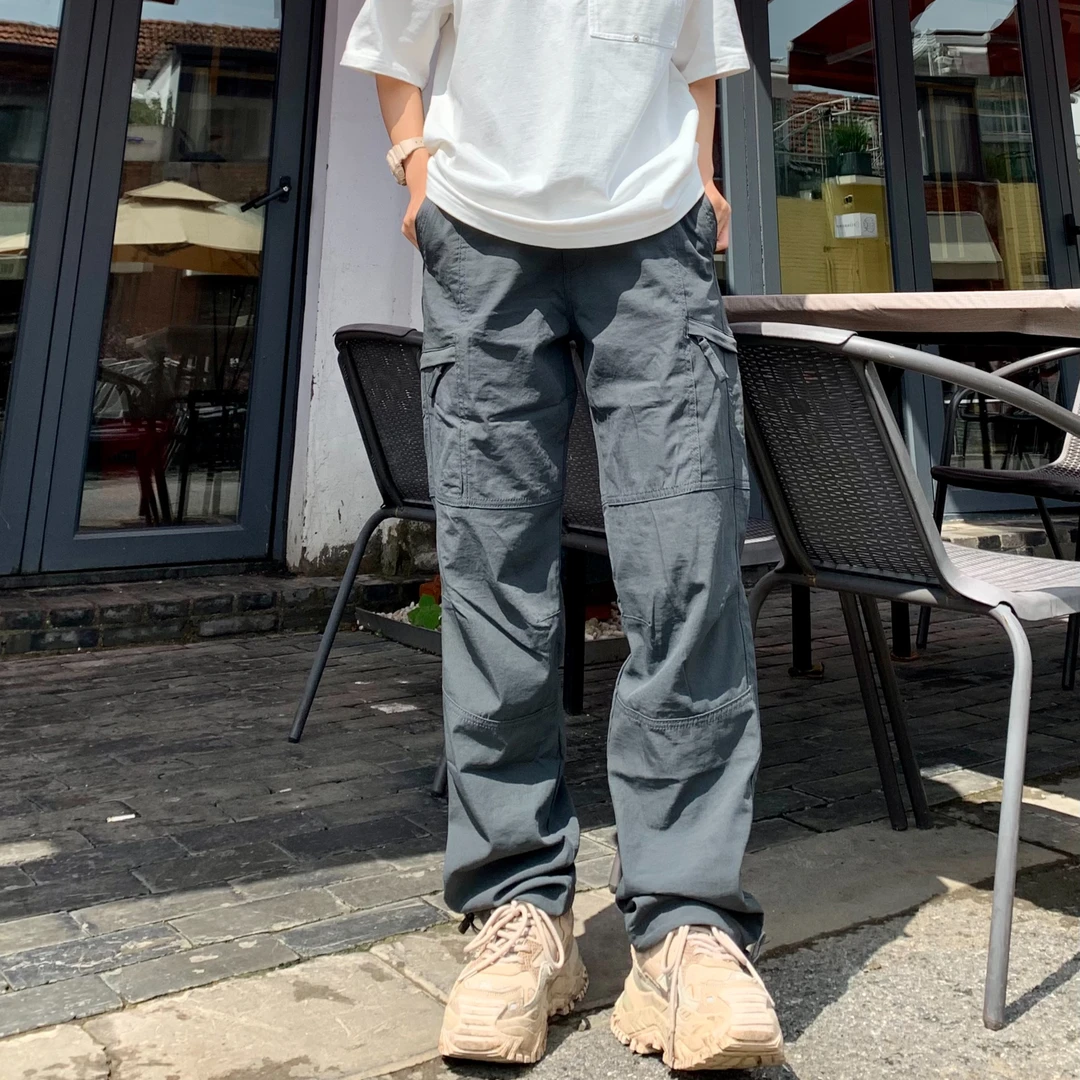 夏季新款美式休闲户外轻便速干机能工装可束脚抽绳直筒伞兵长裤男