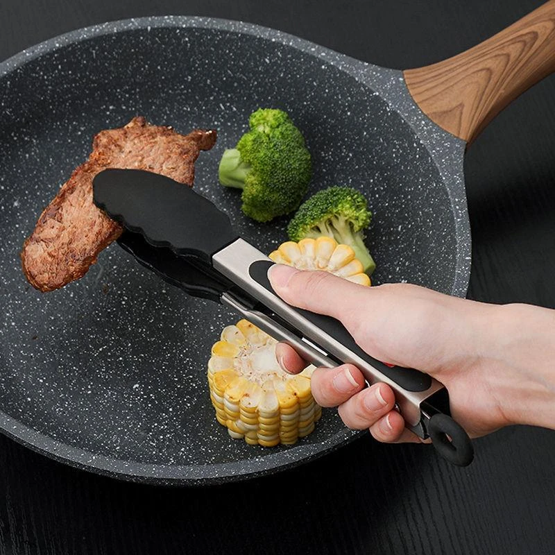 硅胶食品夹子不锈钢烤肉夹耐高温不粘锅专用食物夹煎牛排夹烧烤夹