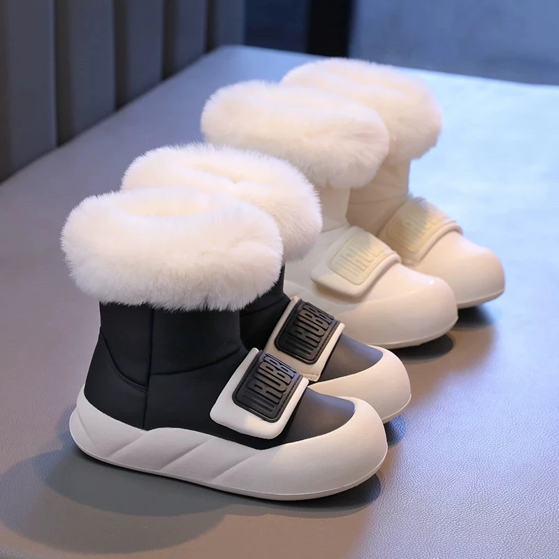 ABC女童雪地靴2024新款冬季儿童靴子加绒加厚中大童防水棉靴东北