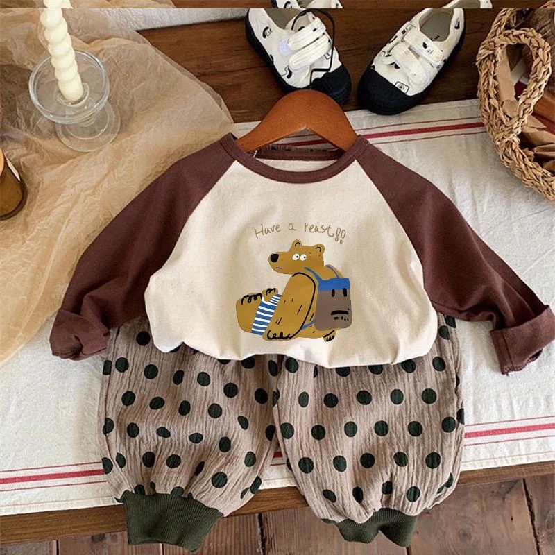 纯棉儿童长袖打底衫宝宝插肩袖T恤女童春秋季中小童圆领韩版上衣t