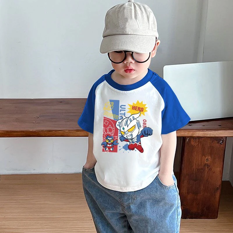 100%纯棉夏季女宝女童短袖T恤儿童新款上衣卡通拼色夏装宝宝童装