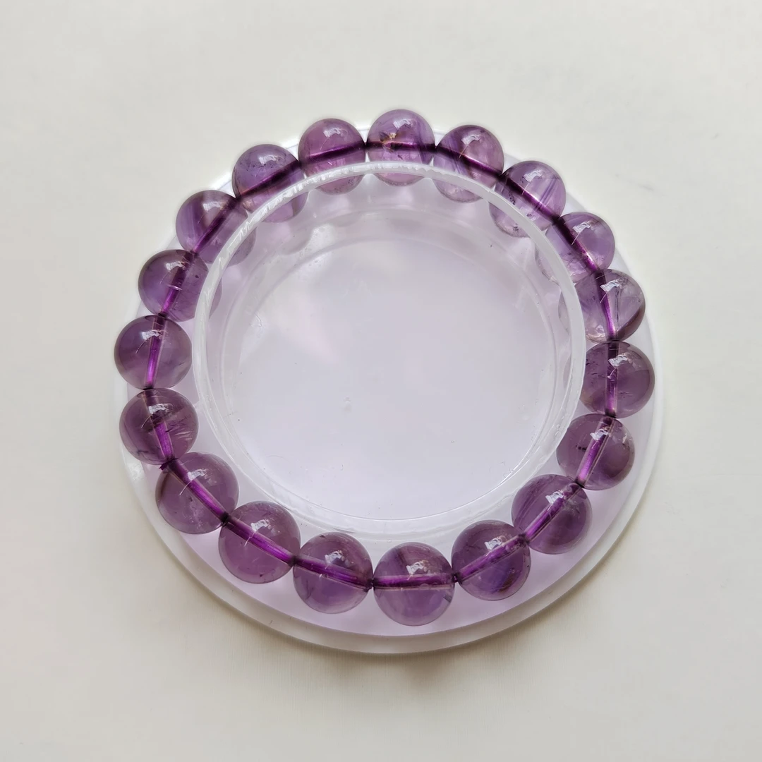 天然紫水晶手串体透紫晶紫色紫阿塞百搭DIY串珠单圈紫色水晶紫黄