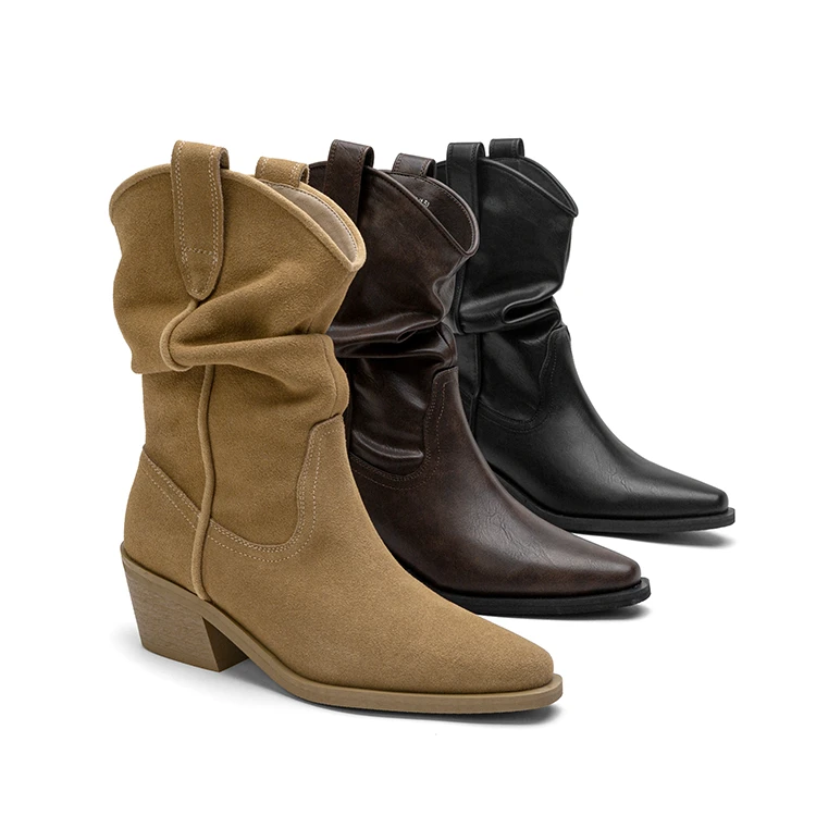 【开春福利】Toomanyshoes靴子秋日记忆厚底中筒骑士靴显瘦堆堆靴