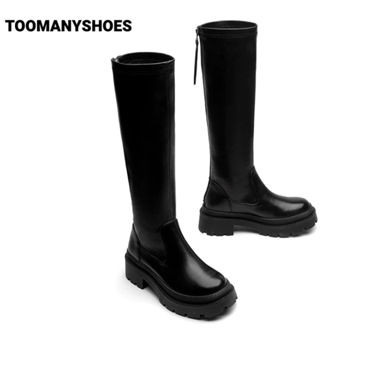 【年货节-服饰爆品返场】Toomanyshoes靴子长腿基因百搭高筒骑士靴