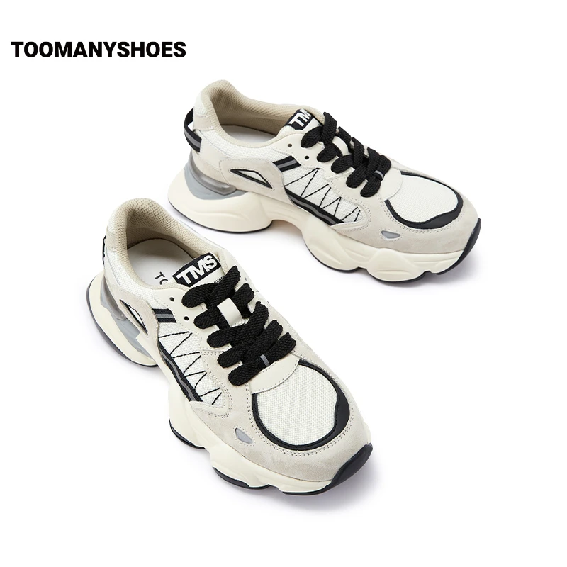 【开春福利】Toomanyshoes女鞋白昼黑夜厚底拼色舒适运动休老爹鞋