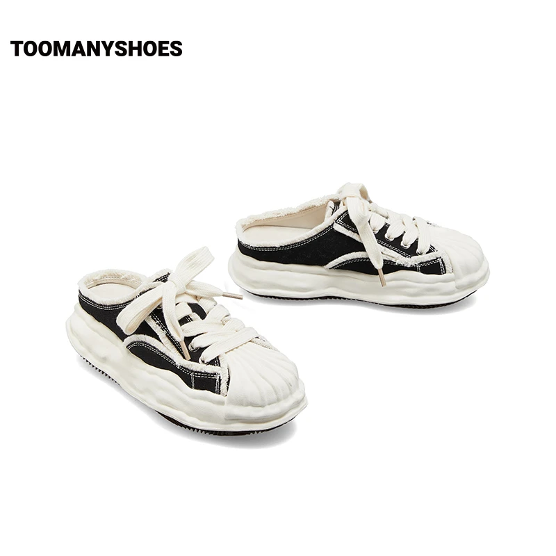 Toomanyshoes新款盛夏滤镜贝壳头溶解帆布鞋松糕厚底休闲小白鞋