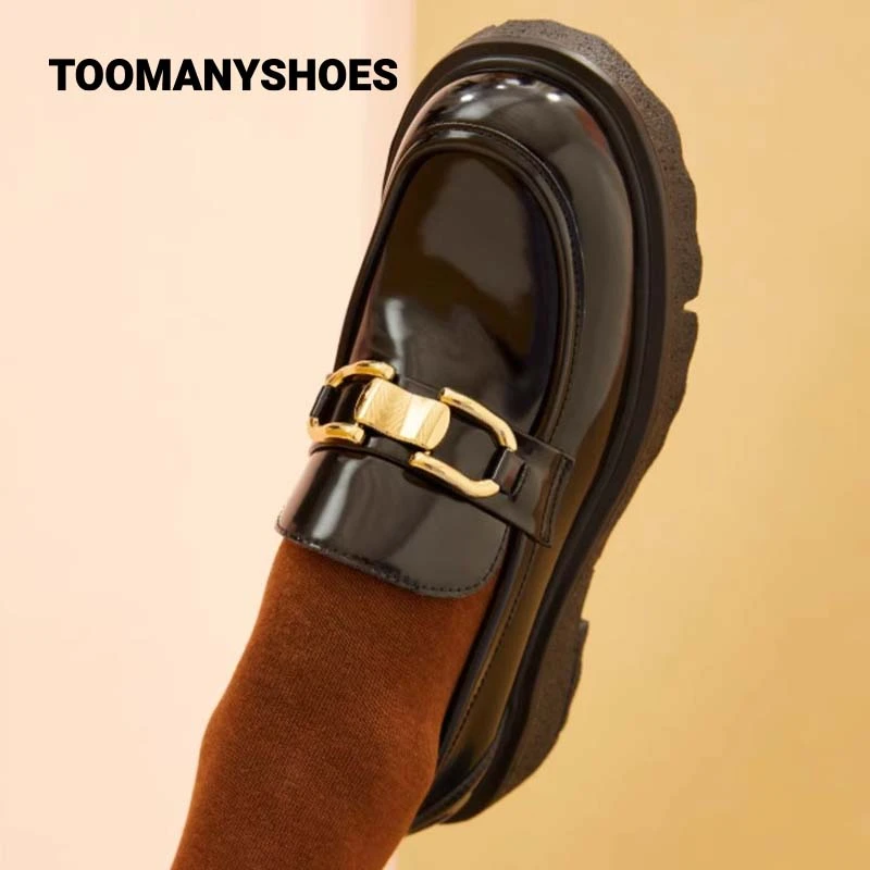 Toomanyshoes女鞋匆匆那年厚底乐福鞋雅丹风学院风百搭单鞋一脚蹬
