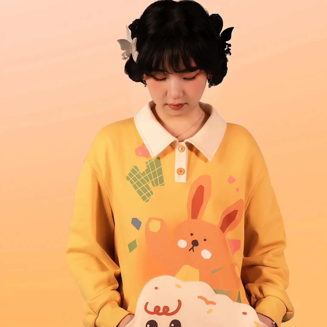 胖仙子腾云驾兔长袖Polo卫衣H58长袖休闲