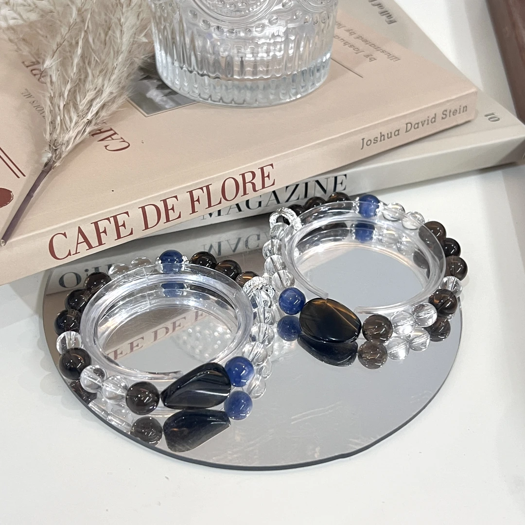 【川盈】DM0609蓝晶白水晶金曜石茶晶手链多样性发一